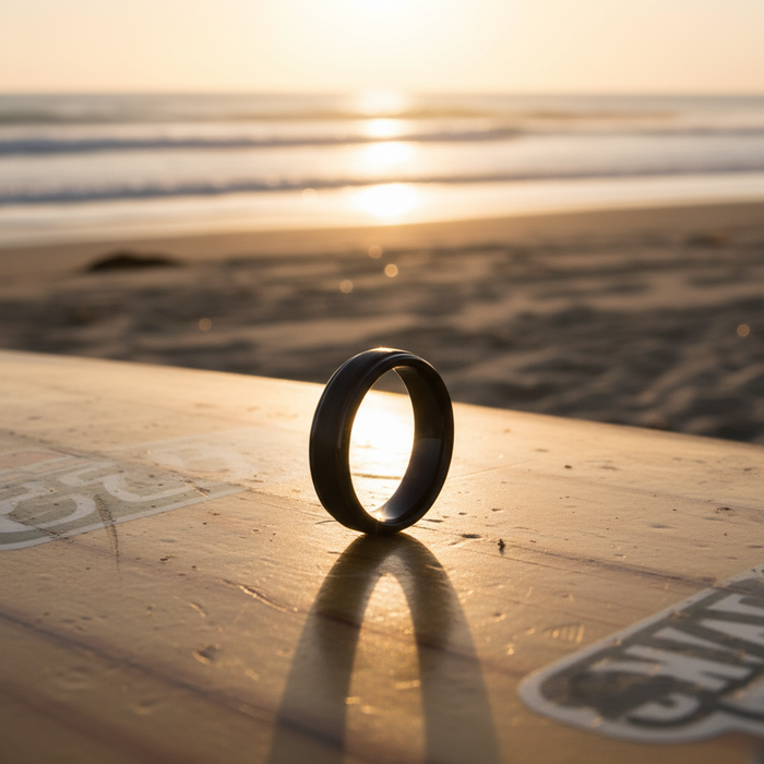 The Foundation 6mm bevelled black plated tungsten ring