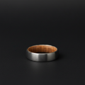 The Glen 6mm brushed tungsten band with whisky barrel oak inlay