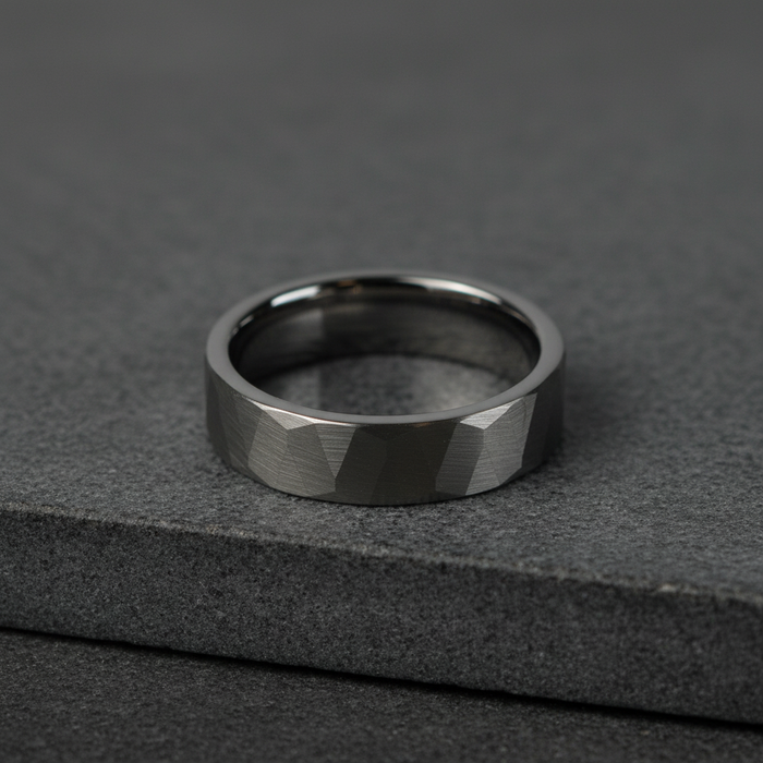 The Granite 6mm faceted tungsten ring