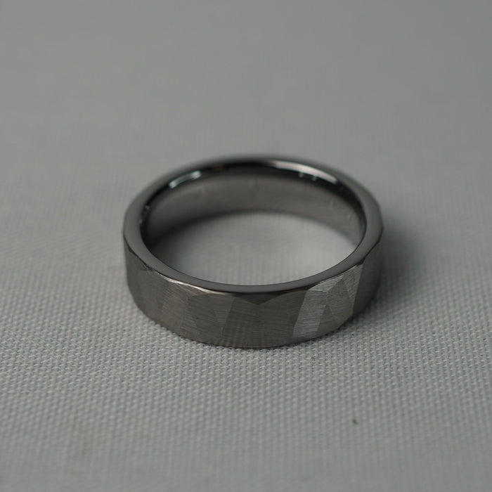 The Granite 6mm tungsten ring shown from the side