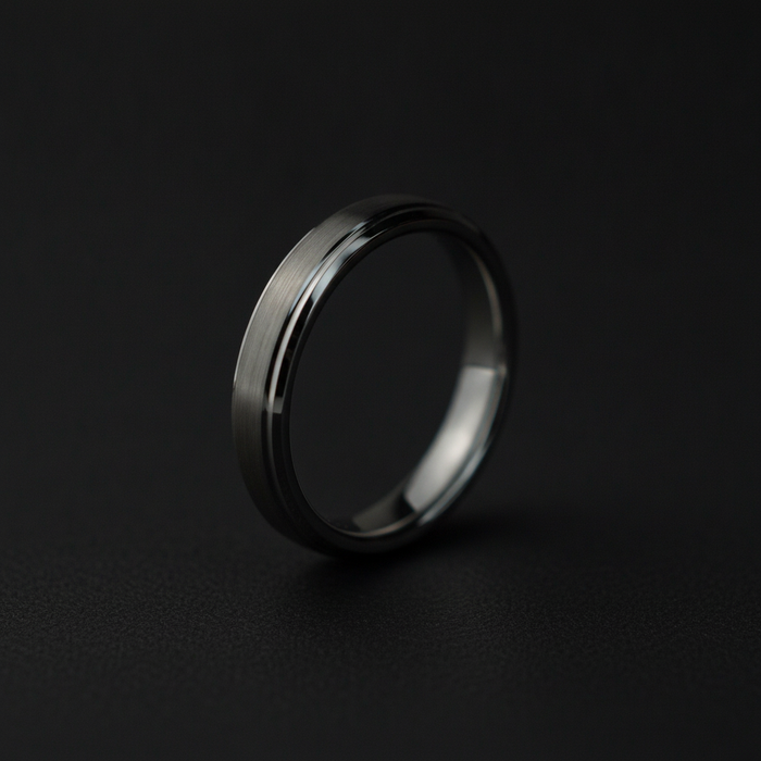 The Keystone 4mm bevelled tungsten wedding band