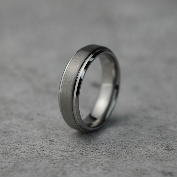 The Keystone 6mm, a bevelled tungsten band