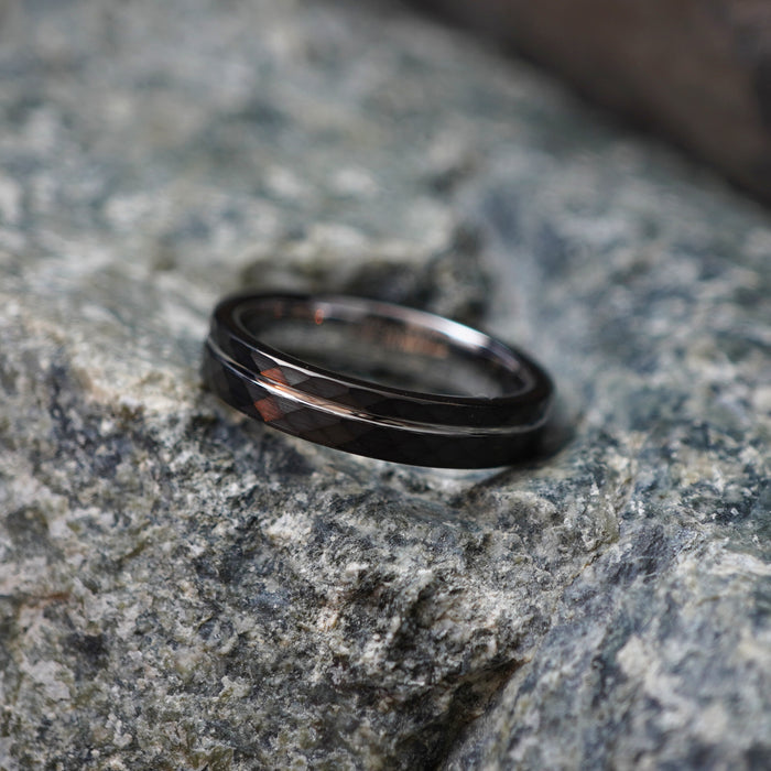 The Lode 4mm engravable tungsten band with black plating