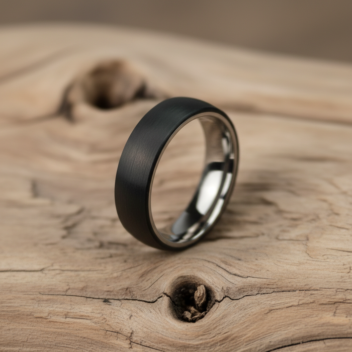 The Monaco 6mm titanium ring with carbon fibre inlay