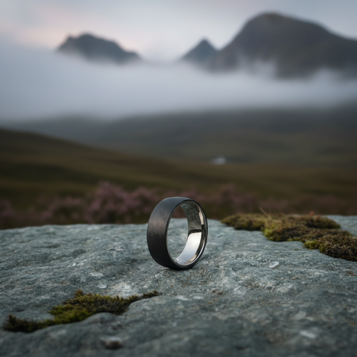 The Monaco 8mm carbon fibre ring, engravable