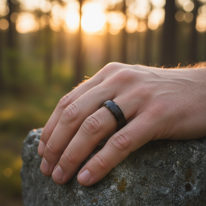 The Speyside 6mm bevelled barrel oak ring
