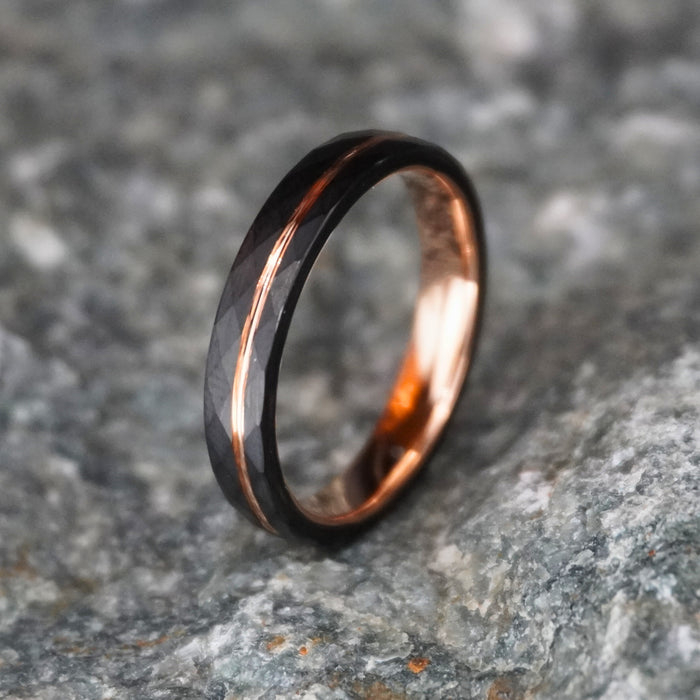 The Tana 4mm black and rose gold band