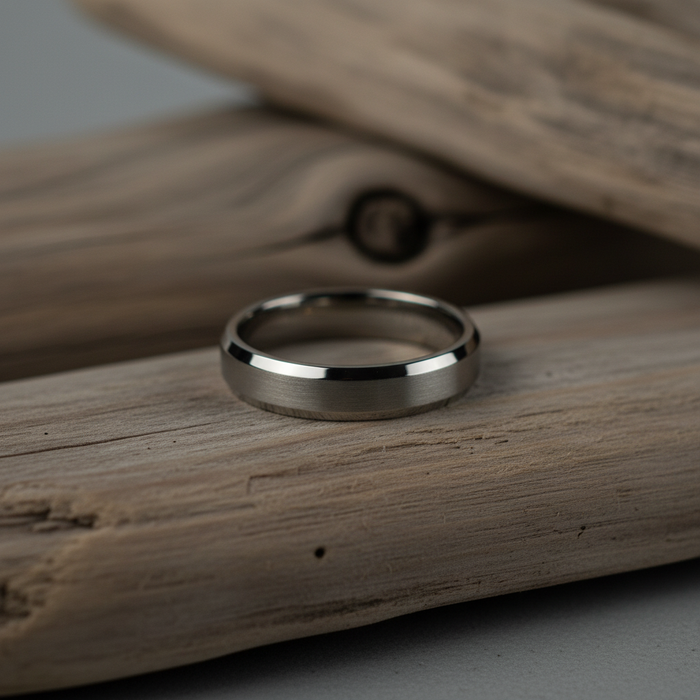 The Torque 4mm titanium ring shown close up