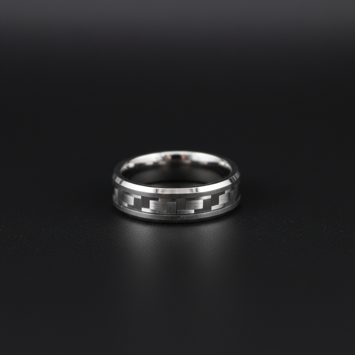The Weaver 6mm bevelled tungsten and carbon fibre ring