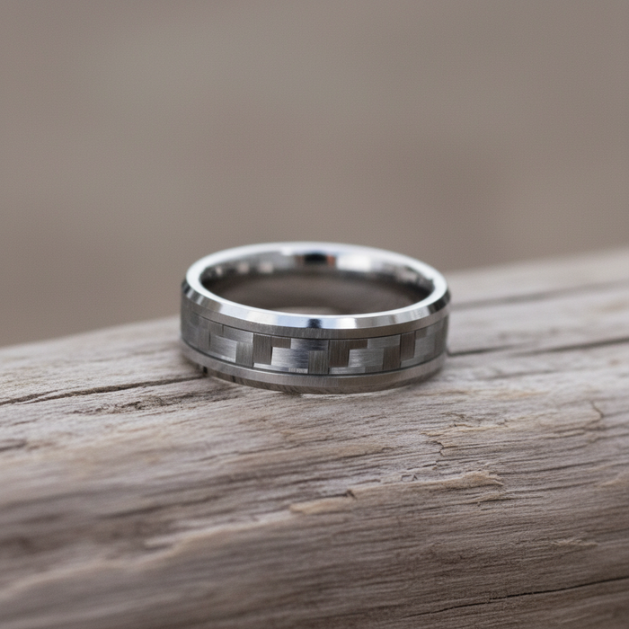 The Weaver 6mm tungsten ring with carbon fibre inlay