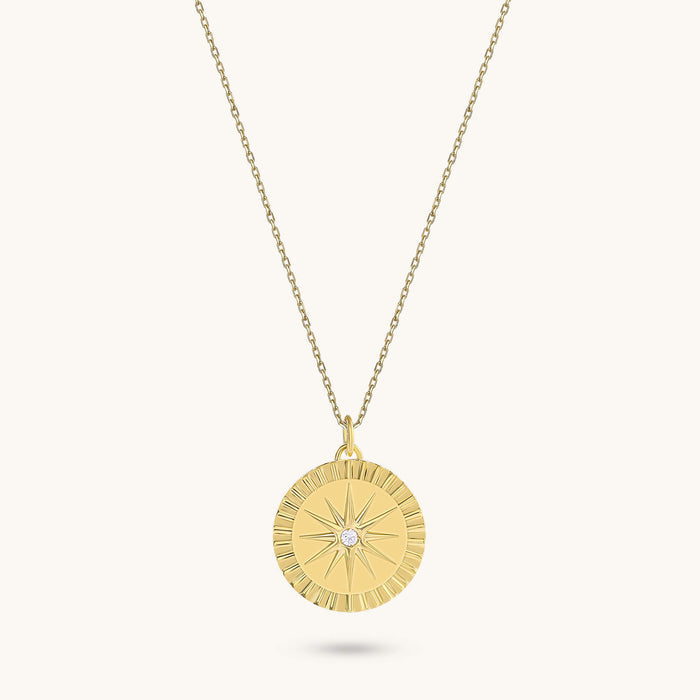 Twelve Point Star Necklace in Gold Vermeil on 925 Sterling Silver