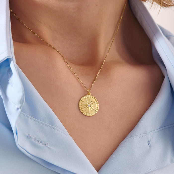 Women's Twelve Point Star Necklace in Gold Vermeil on 925 Solid Silver