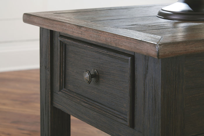 Tyler Creek - Rectangular End Table - Grayish Brown / Black