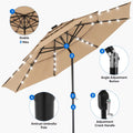 UMBRELLA 3 TIER SOLAR LIGHTS KHAKI 10 Ft
