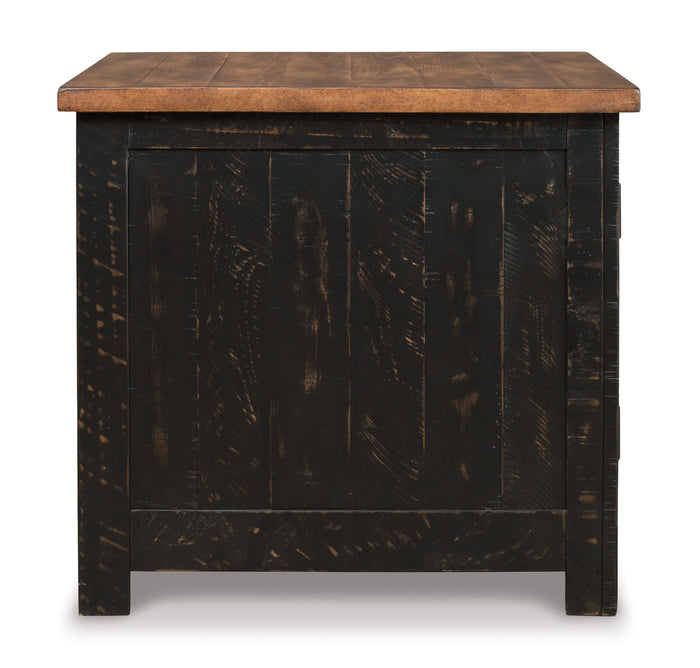 Valebeck - Rectangular End Table - Black / Brown