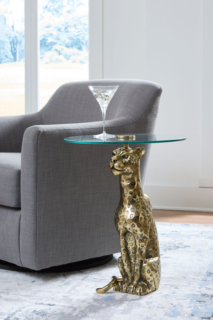 Vallain - Accent Table - Antique Gold Finish