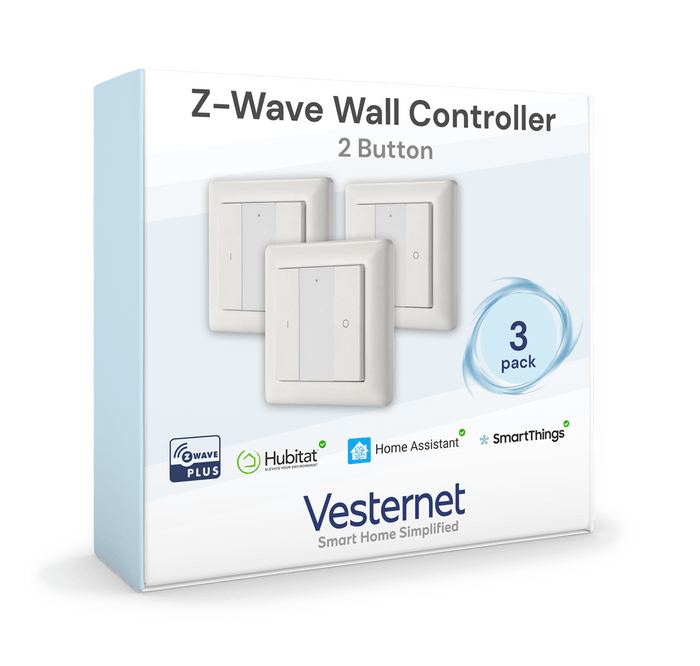 Vesternet Z - Wave Wall Controller - 2 Button - VES - ZW - WAL - 003 - 3PACK - Vesternet