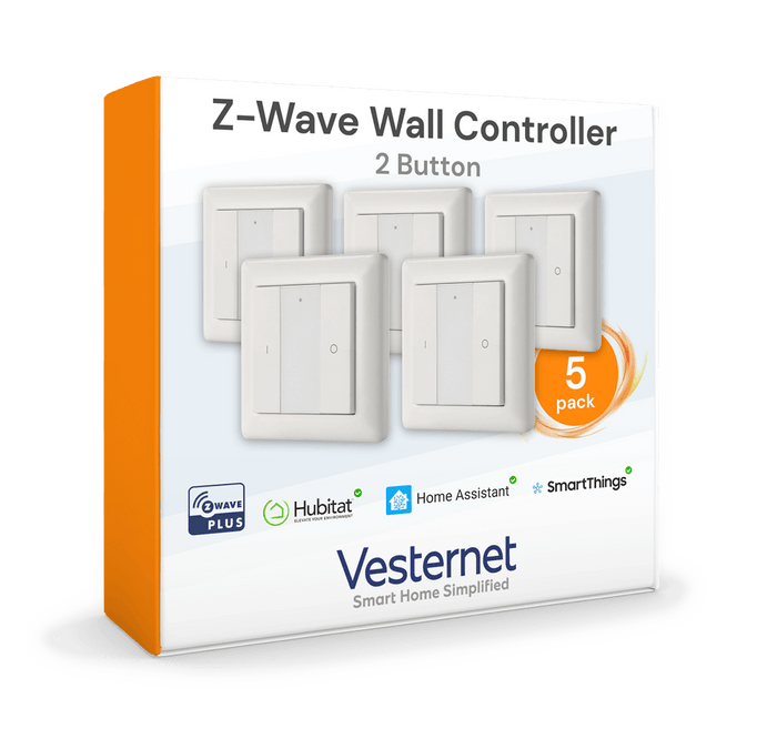 Vesternet Z - Wave Wall Controller - 2 Button - VES - ZW - WAL - 003 - 5PACK - Vesternet