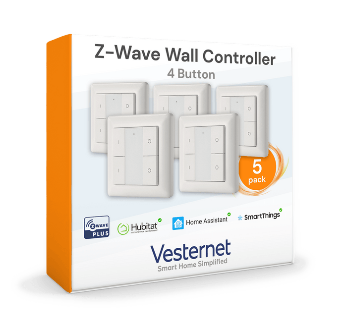 Vesternet Z - Wave Wall Controller - 4 Button - VES - ZW - WAL - 008 - 5PACK - Vesternet