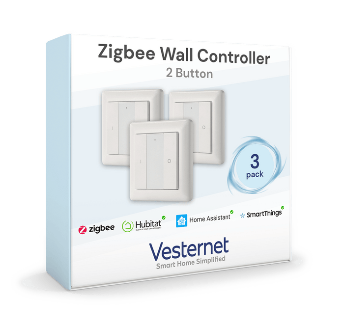Vesternet Zigbee Wall Controller - 2 Button - VES - ZB - WAL - 006 - 3PACK - Vesternet