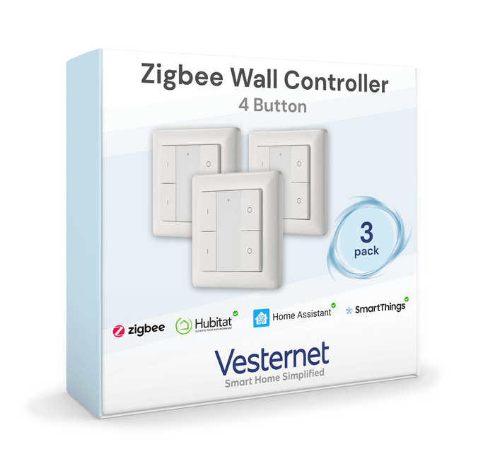 Vesternet Zigbee Wall Controller - 4 Button - VES - ZB - WAL - 011 - 3PACK - Vesternet