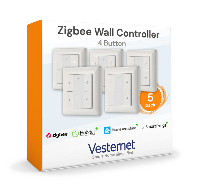 Vesternet Zigbee Wall Controller - 4 Button - VES - ZB - WAL - 011 - 5PACK - Vesternet