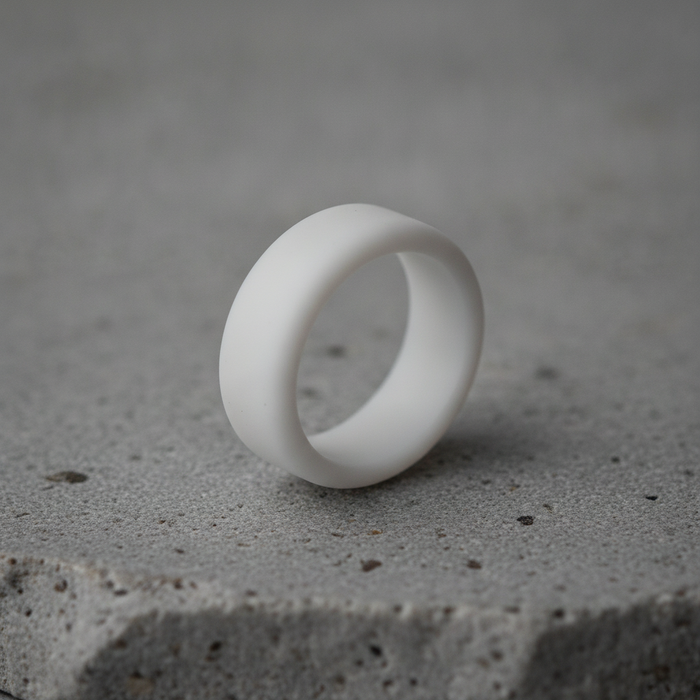 White 8mm bevelled silicone wedding ring