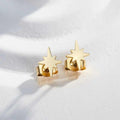 18k gold-plated star stud earrings by Forge and Lumber, hypoallergenic and perfect for everyday wear.