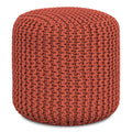 Wynne - Round Knitted Outdoor / Indoor Pouf - Orange