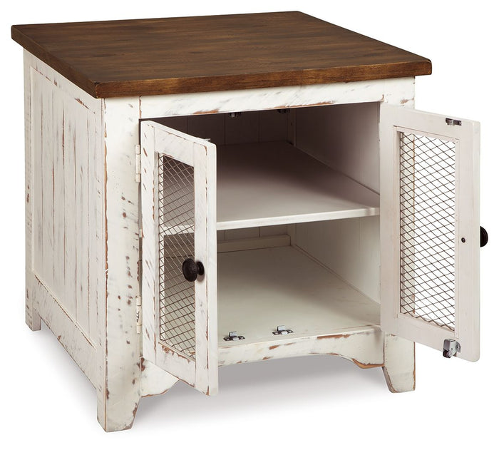 Wystfield - Rectangular End Table - 2 Doors - White / Brown