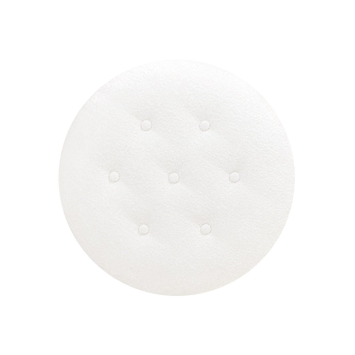 Yolanda - Round Upholstered Accent Ottoman - Almond White