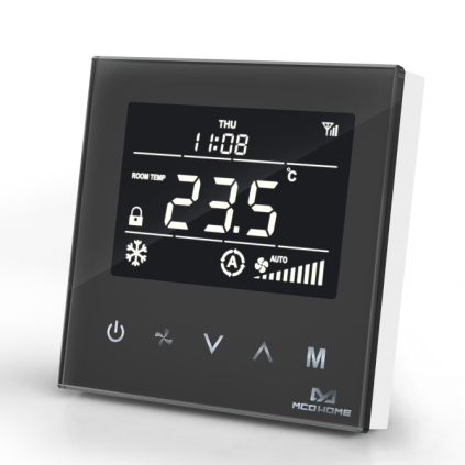 Z - Wave Plus MCO Home Fan Coil Thermostat - 4 Pipe - Black - MCOEMH8 - FC4B - Vesternet