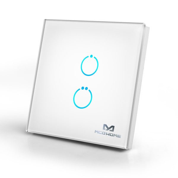Zigbee MCO Home Glass Touch 2 Button Switch - MCOZMHS412ZB_B - Vesternet
