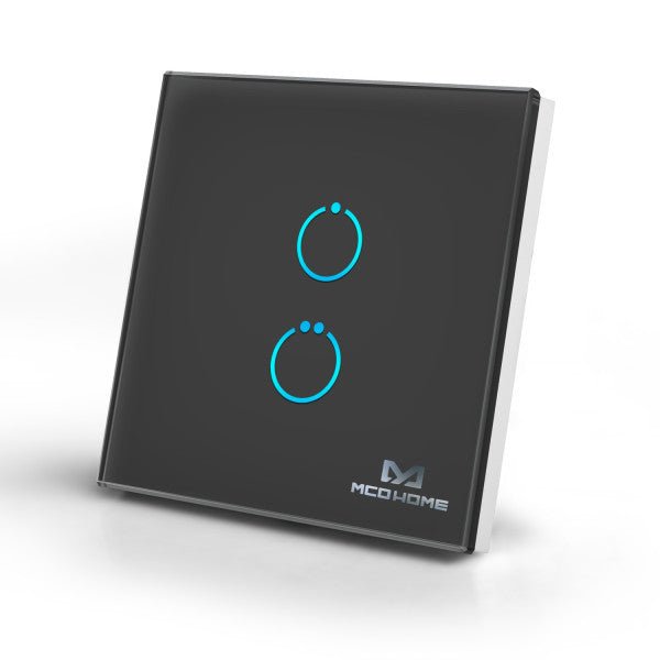 Zigbee MCO Home Glass Touch 2 Button Switch - MCOZMHS412ZB_B - Vesternet
